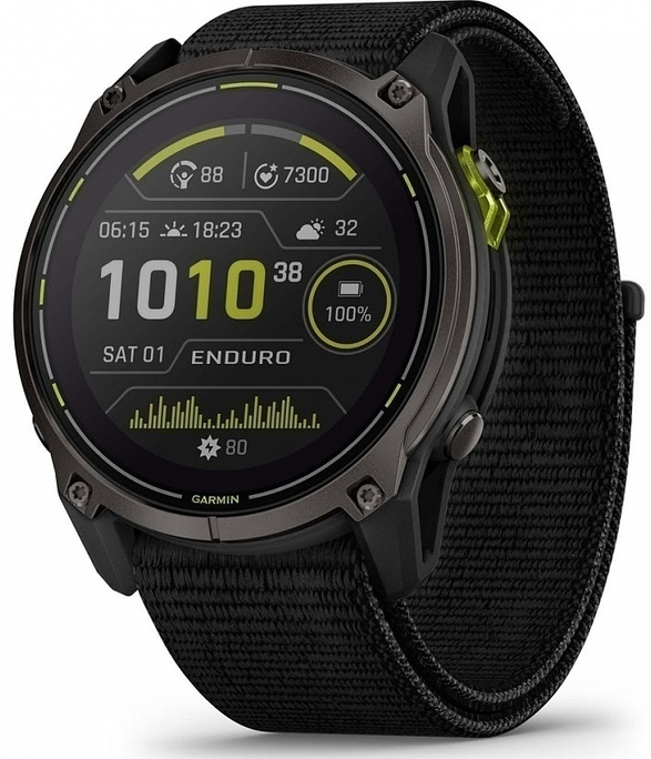 Garmin Enduro 3 с Черным Титановым Безелем DLC с Черным Нейлоновым Ремешком Ultra Fit (010-02751-01)