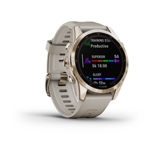 Garmin Fenix 7S Sapphire Solar Титановый Кремово-Золотой с Светло Песочным Ремешком (010-02539-21)