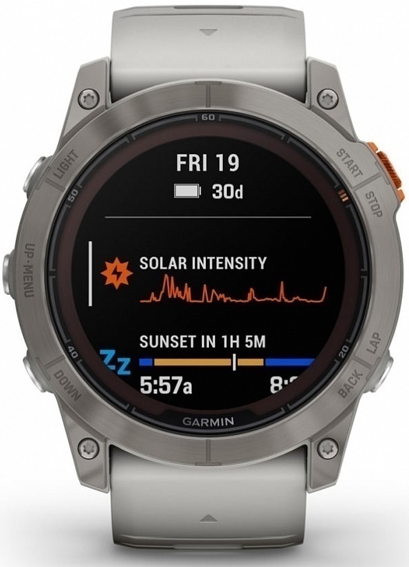 Garmin Fenix 7 Pro Sapphire Solar Титановый Корпус С Дымчато-Серым Оранжевым Ремешком (010-02778-15)
